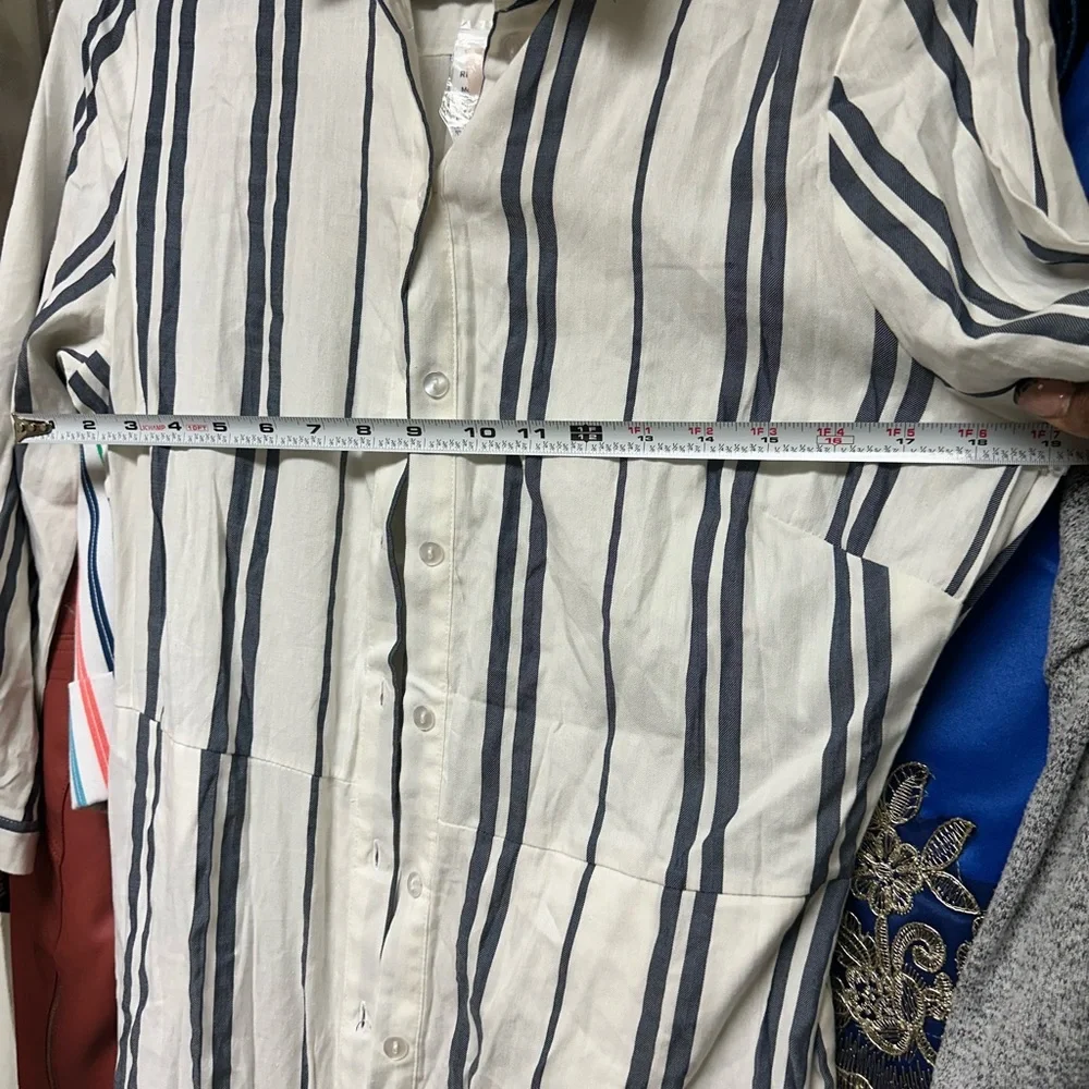 Philosophy Button-front Blue Striped Shirt Dress - Picture 9 of 10